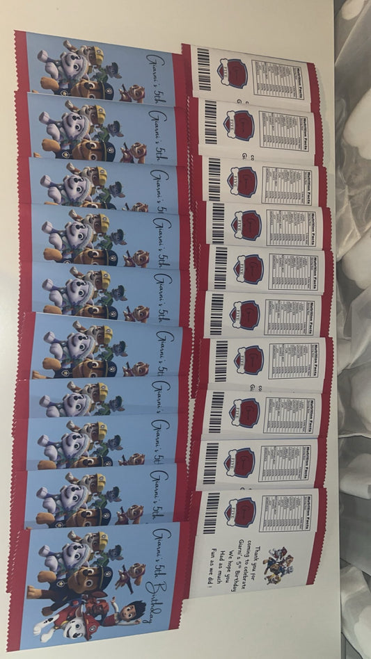 PAW PATROL-PERSONALISED CRISP PACKET PARTY FAVOURS - VARIABLE PACK OPTIONS