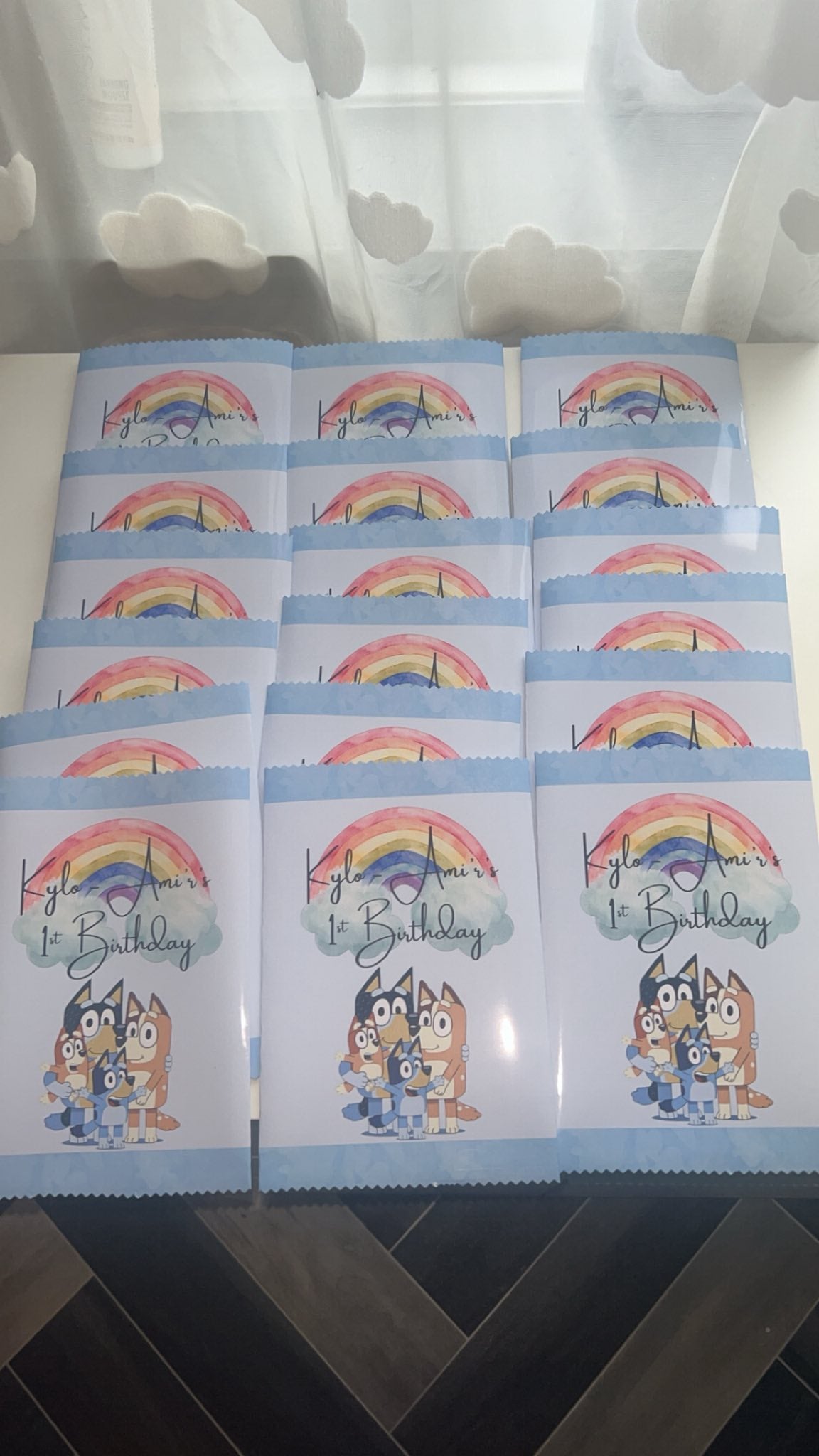 PERSONALISED CRISP PACKET PARTY FAVOURS - ANY THEME BLUEY EMPTY BAG