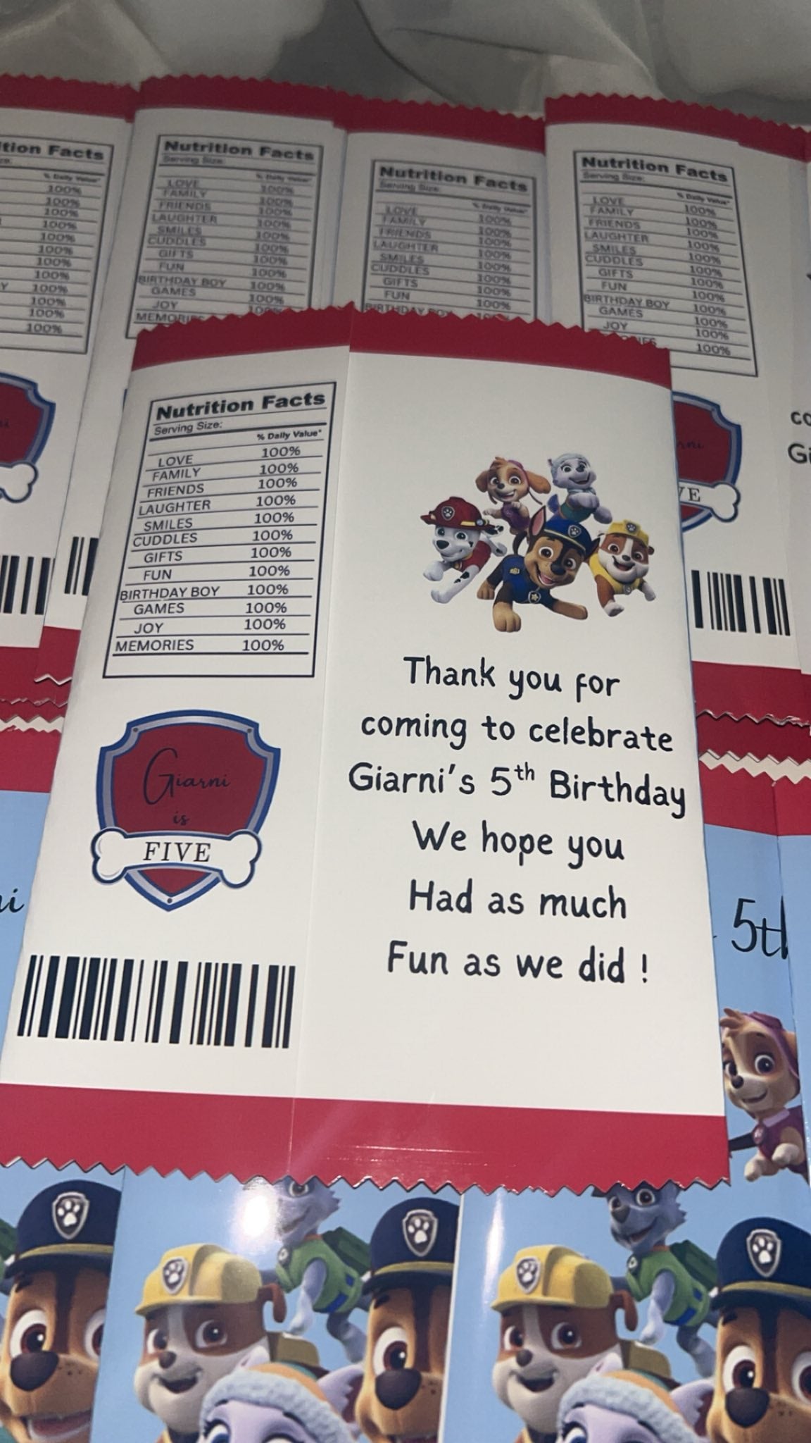 PAW PATROL-PERSONALISED CRISP PACKET PARTY FAVOURS - VARIABLE PACK OPTIONS
