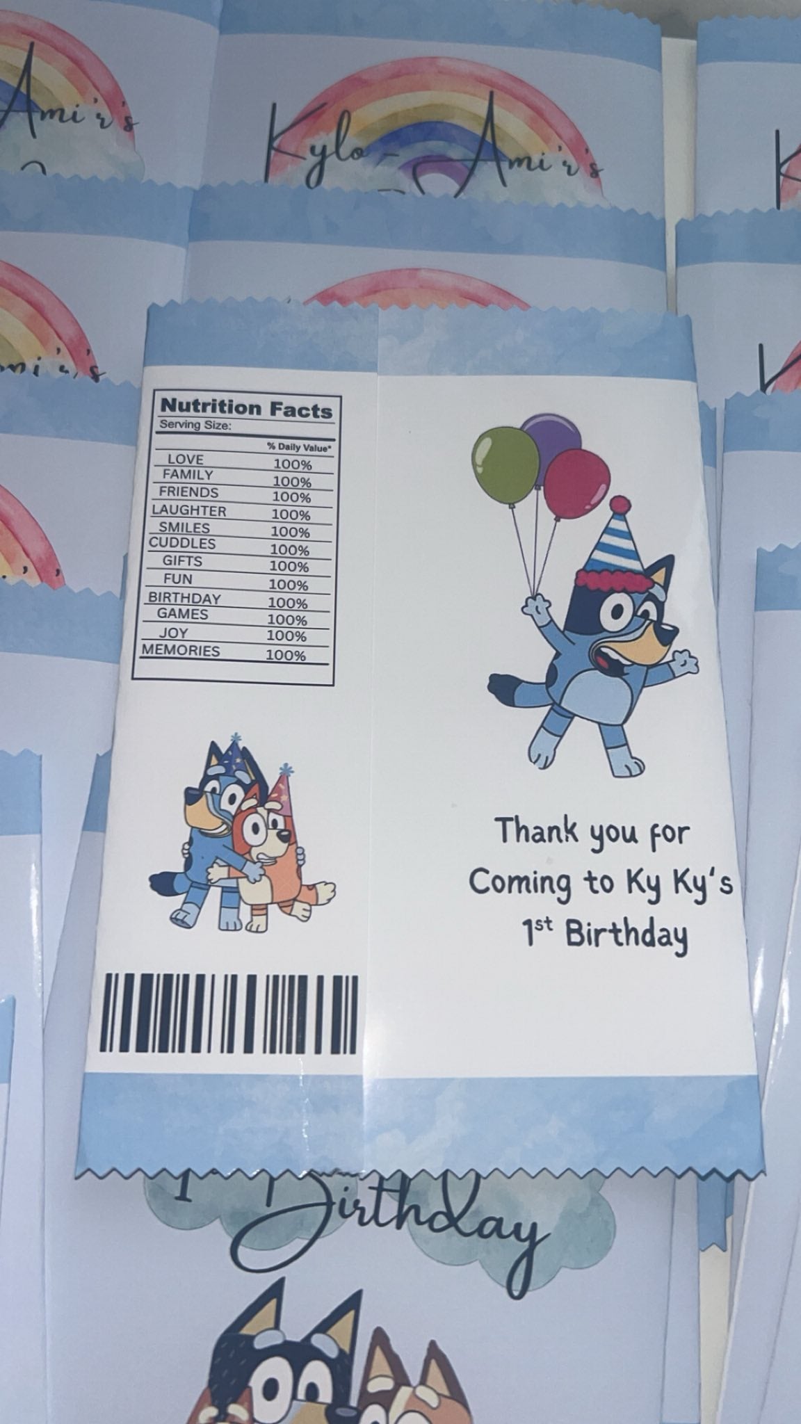 PERSONALISED CRISP PACKET PARTY FAVOURS - ANY THEME BLUEY EMPTY BAG