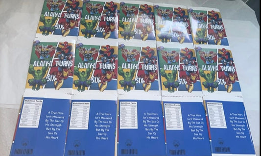 PERSONALISED COMIC BOOK  MARVEL EMPTY CRISP PACKET PARTY FAVOURS - ANY THEME