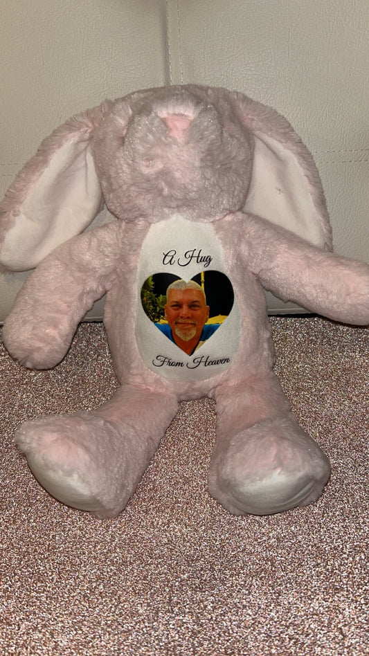 A HUG FROM HEAVEN- Memorial - Sympathy Gift - Picture Teddy Any Picture And Text