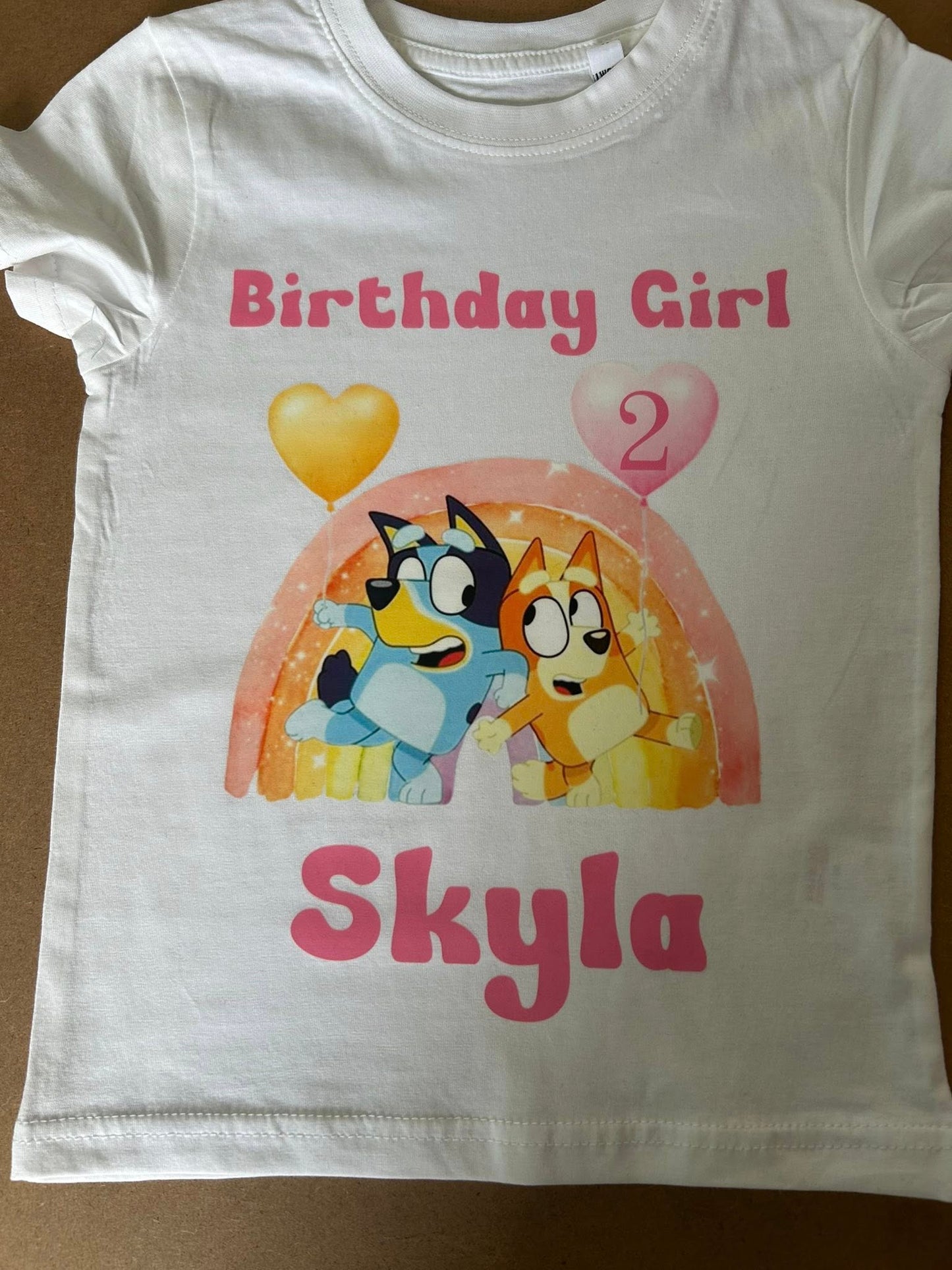 PERSONALISED BLUEY AND BINGO BIRTHDAY TSHIRT