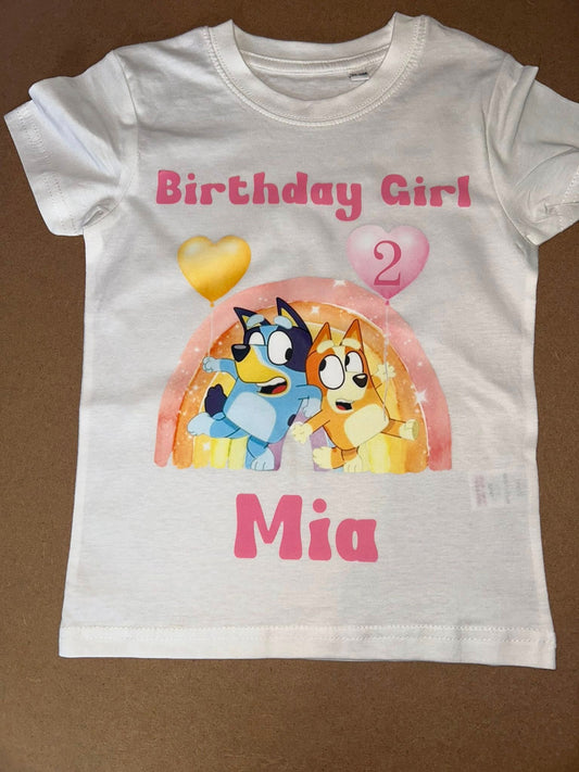 PERSONALISED BLUEY AND BINGO BIRTHDAY TSHIRT