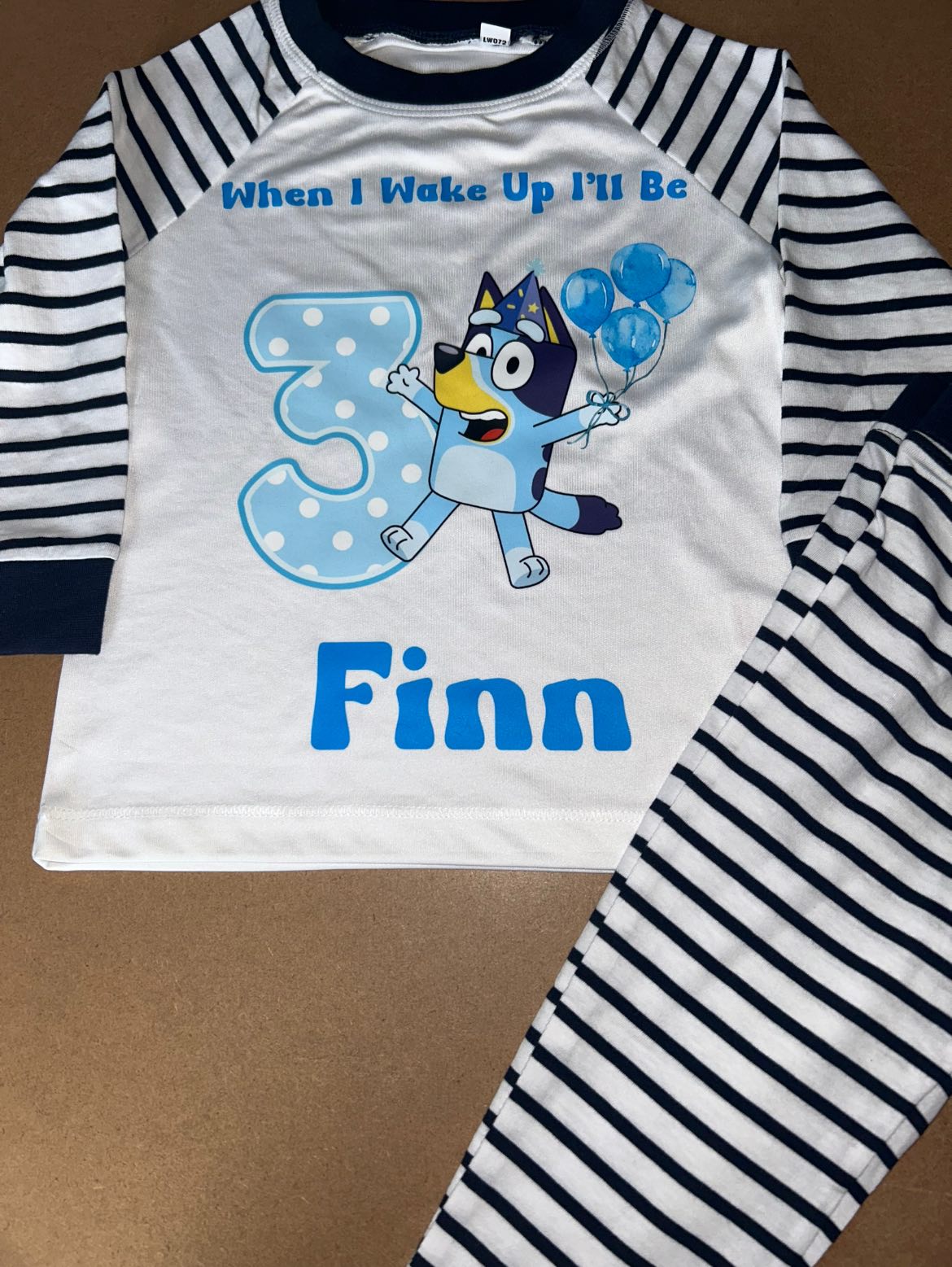 Bluey When I Wake Up I Will Be Personalised Pjs Upto 3-4 Years Navy Or Pink