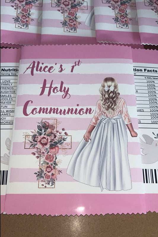 MY FIRST HOLY COMMUNION-PERSONALISED CRISP PACKET PARTY FAVOURS