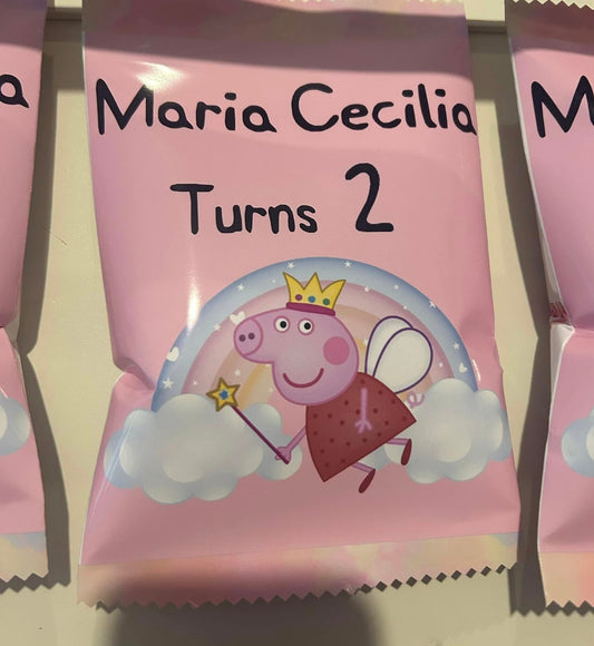 PERSONALISED CRISP PACKET PARTY FAVOURS - ANY THEME PEPPA PIG