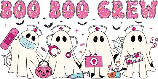 DTF HEAT PRESS TRANSFER  BOO BOO CREW HALLOWEEN  READY TO PRESS TRANSFER ONLY