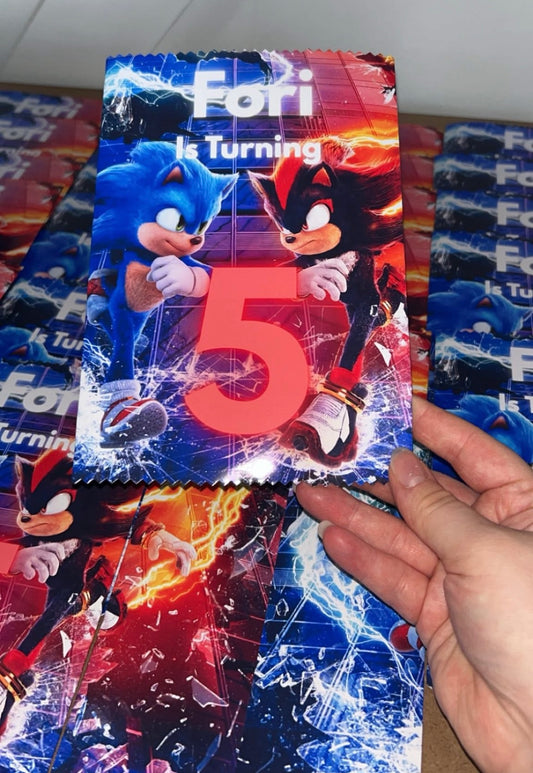 SONIC PERSONALISED CRISP PACKET PARTY FAVOURS - ANY THEME