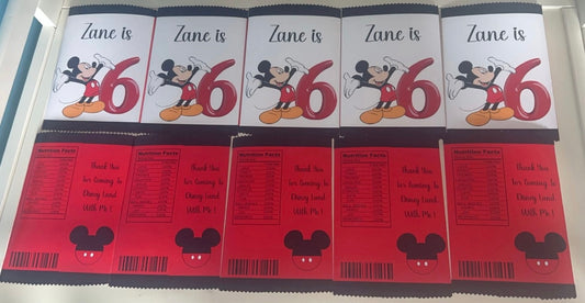 PERSONALISED CRISP PACKET PARTY FAVOURS - ANY THEME MICKEY MOUSE