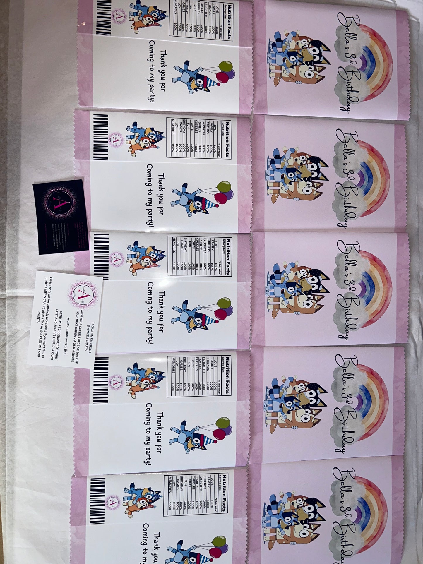 PERSONALISED CRISP PACKET PARTY FAVOURS - ANY THEME BLUEY EMPTY BAG