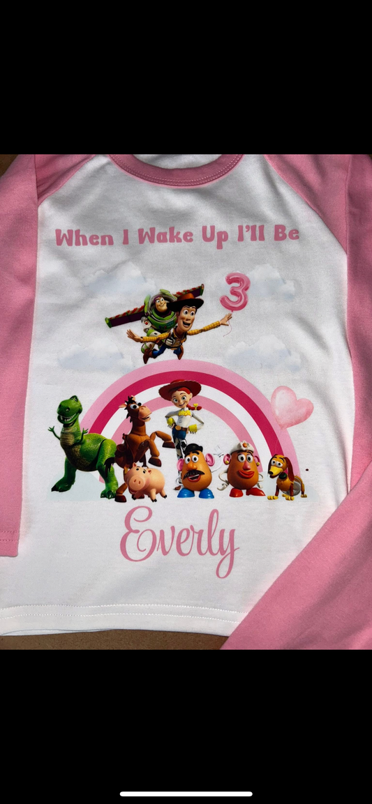 Toy Story personalised birthday pjs when I wake up I’ll be birthday pyjamas kids