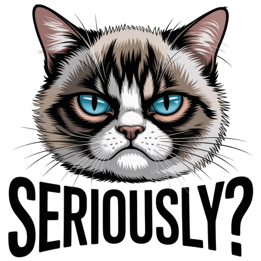 DTF HEAT PRESS TRANSFER SERIOUSLY CAT DESIGN  READY TO PRESS TRANSFER ONLY