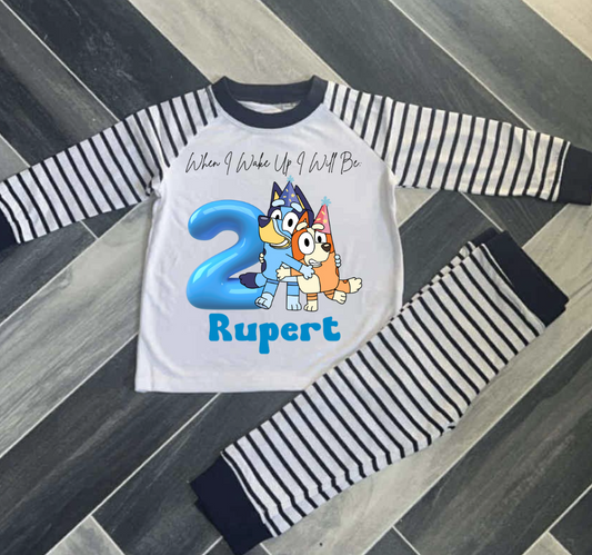 PERSONALISED BLUEY AND BINGO BIRTHDAY PYJAMAS PINK OR BLUE UPTO 3-4 Y
