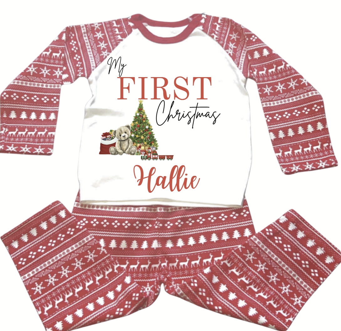 PERSONALISED CHRISTMAS KIDS PYJAMAS- MY FIRST CHRISTMAS PYJAMAS