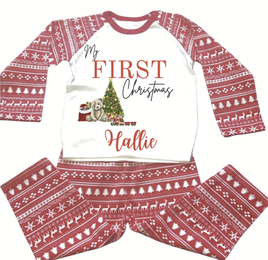 PERSONALISED CHRISTMAS KIDS PYJAMAS- MY FIRST CHRISTMAS PYJAMAS
