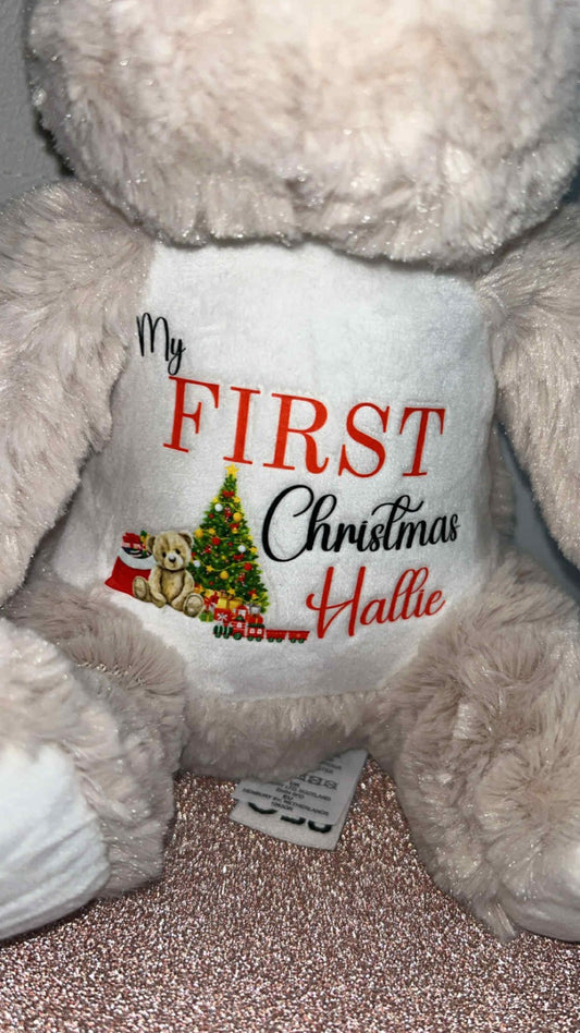 PERSONALISED CHRISTMAS REINDEER- 1ST XMAS - MERRY XMAS - BEAR DESIGN