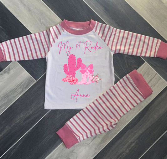 RODEO THEME WHEN I WAKE UP I'LL BE BIRTHDAY PYJAMAS PINK OR NAVY