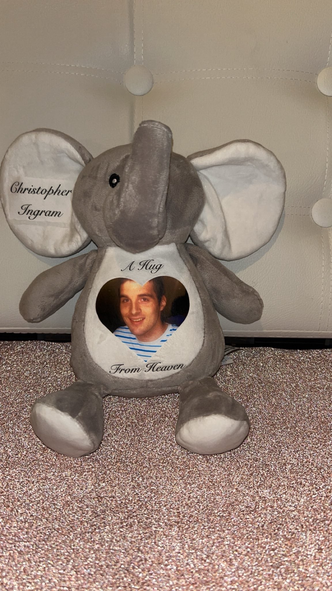 A HUG FROM HEAVEN- Memorial - Sympathy Gift - Picture Teddy Any Picture And Text