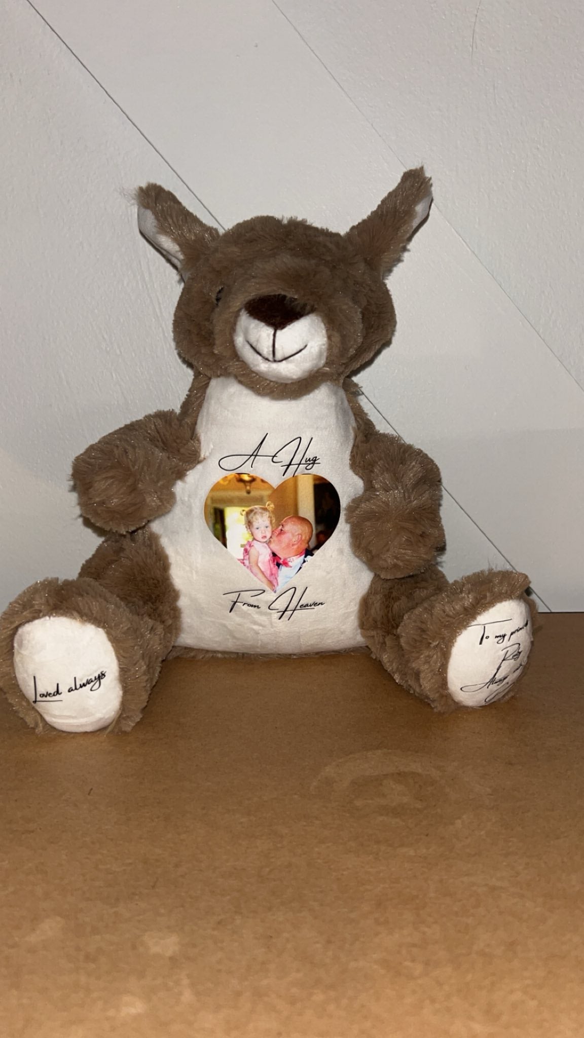 A HUG FROM HEAVEN- Memorial - Sympathy Gift - Picture Teddy Any Picture And Text
