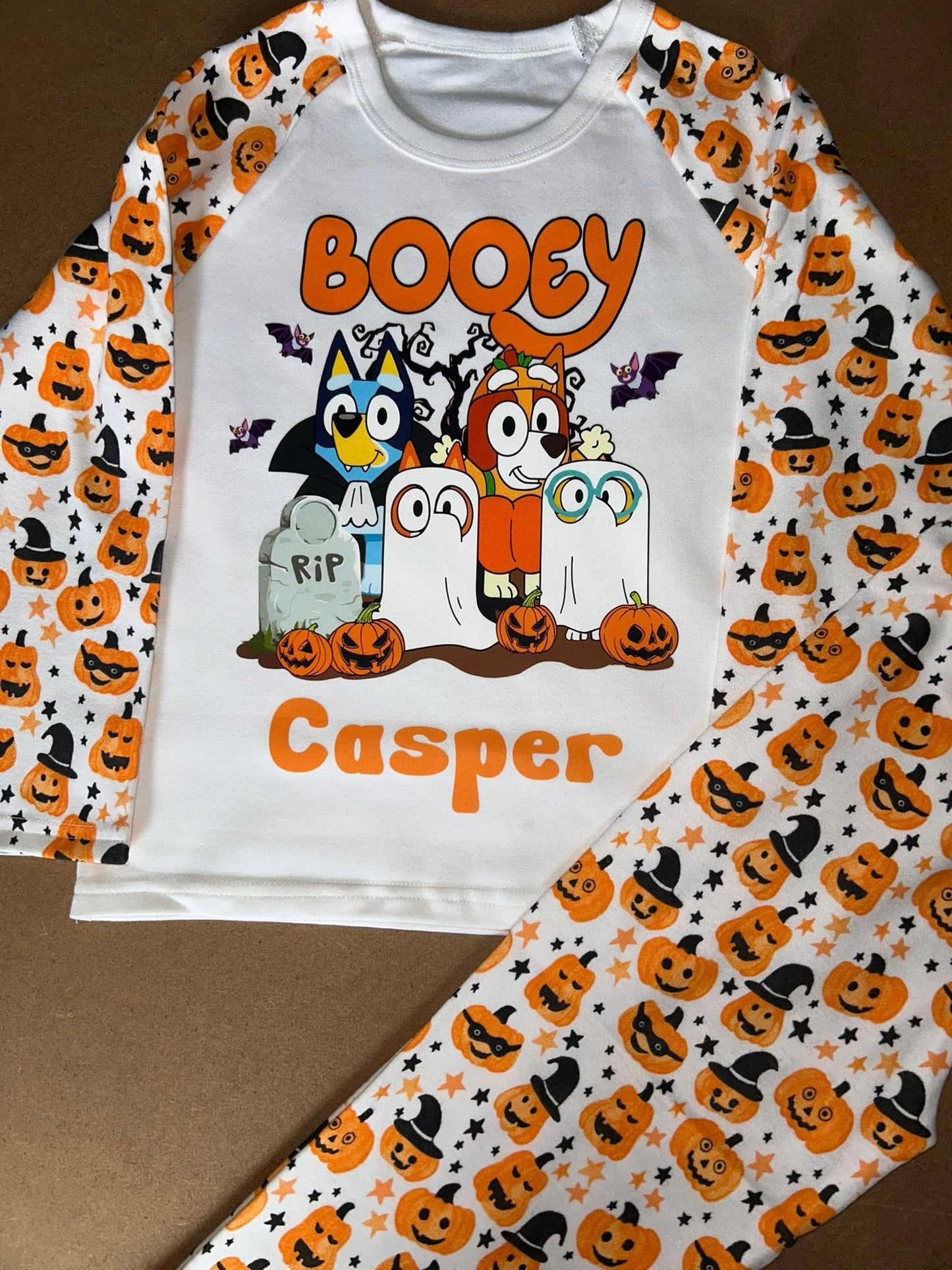 PERSONALISED HALLOWEEN PYJAMAS  BLUEY BOOEY DESIGN