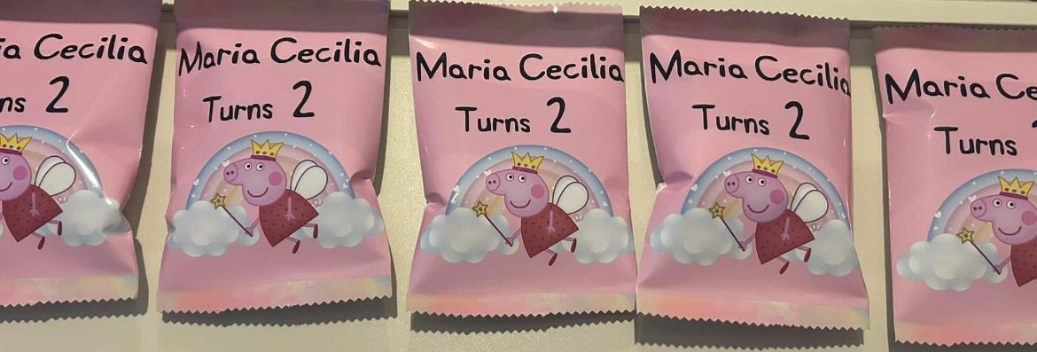 PERSONALISED CRISP PACKET PARTY FAVOURS - ANY THEME PEPPA PIG