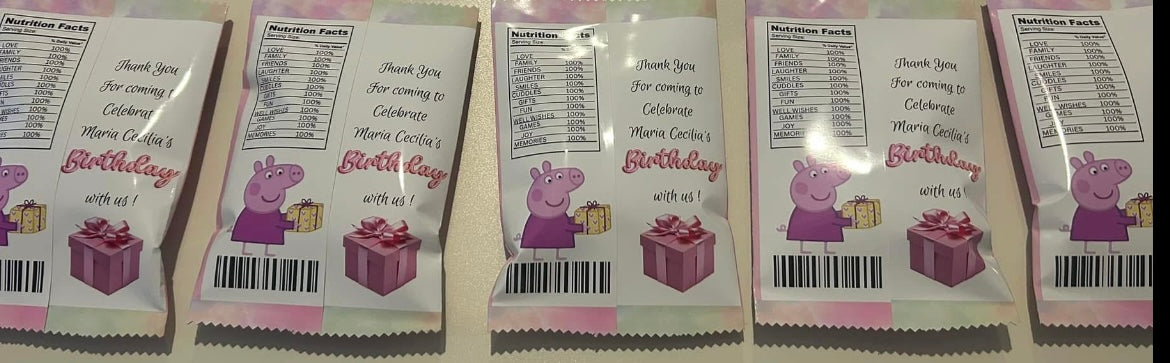 PERSONALISED CRISP PACKET PARTY FAVOURS - ANY THEME PEPPA PIG