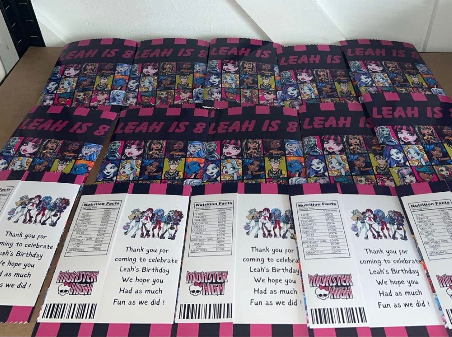 PERSONALISED CRISP PACKET PARTY FAVOURS - ANY THEME MONSTER HIGH