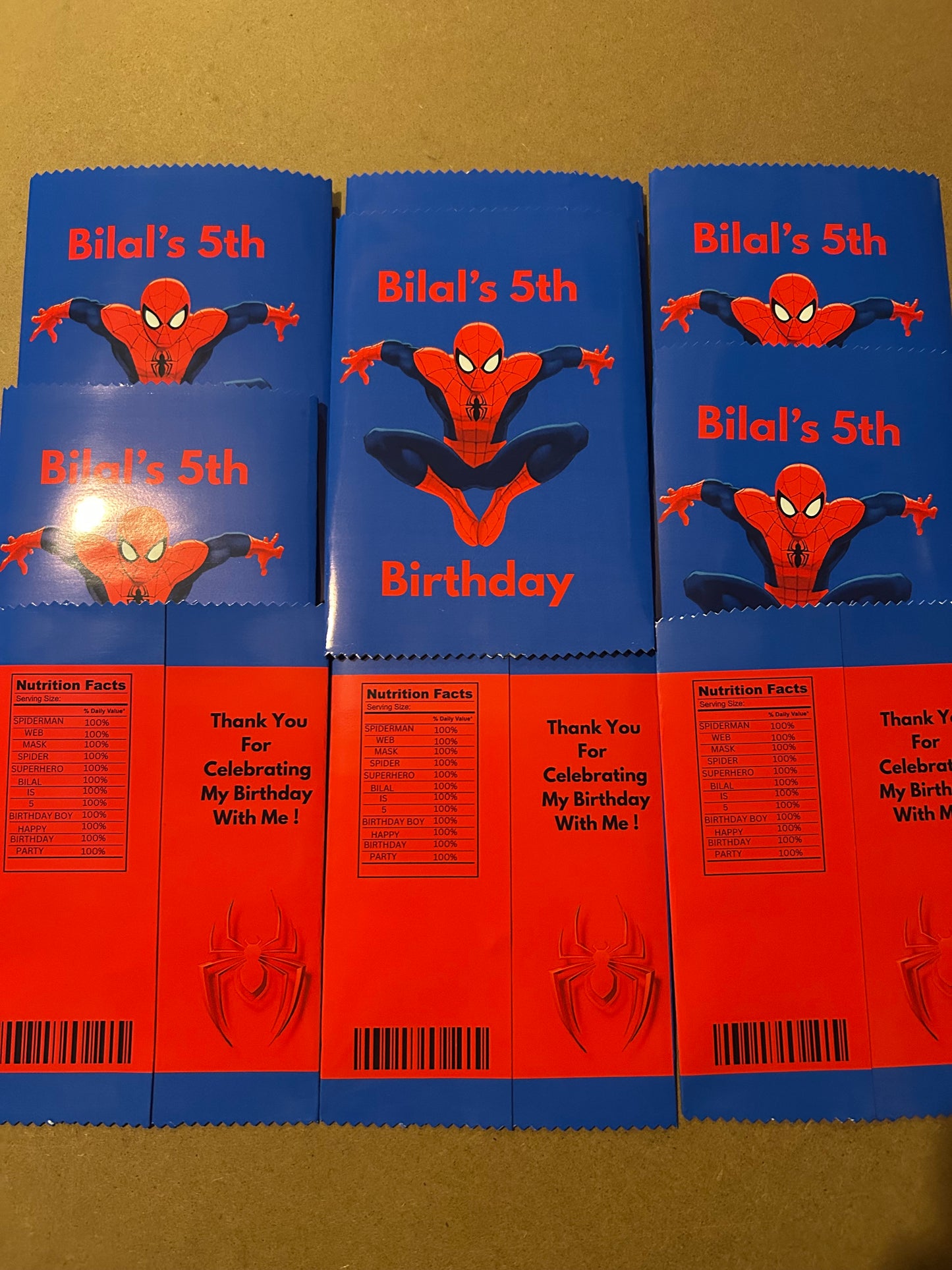 PERSONALISED SPIDERMAN CRISP PACKET PARTY FAVOURS - ANY THEME