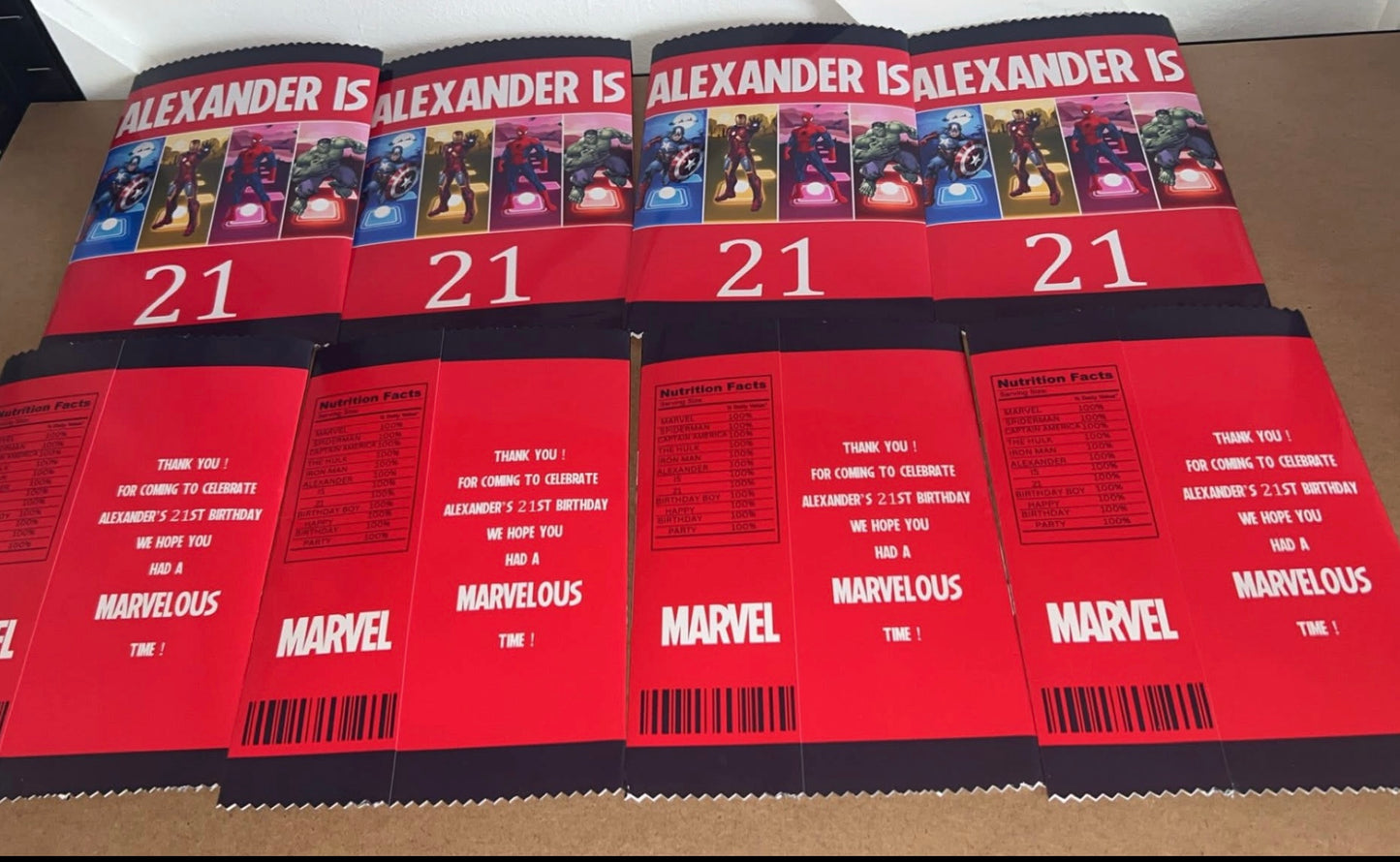 PERSONALISED CRISP PACKET PARTY FAVOURS - ANY THEME MARVEL