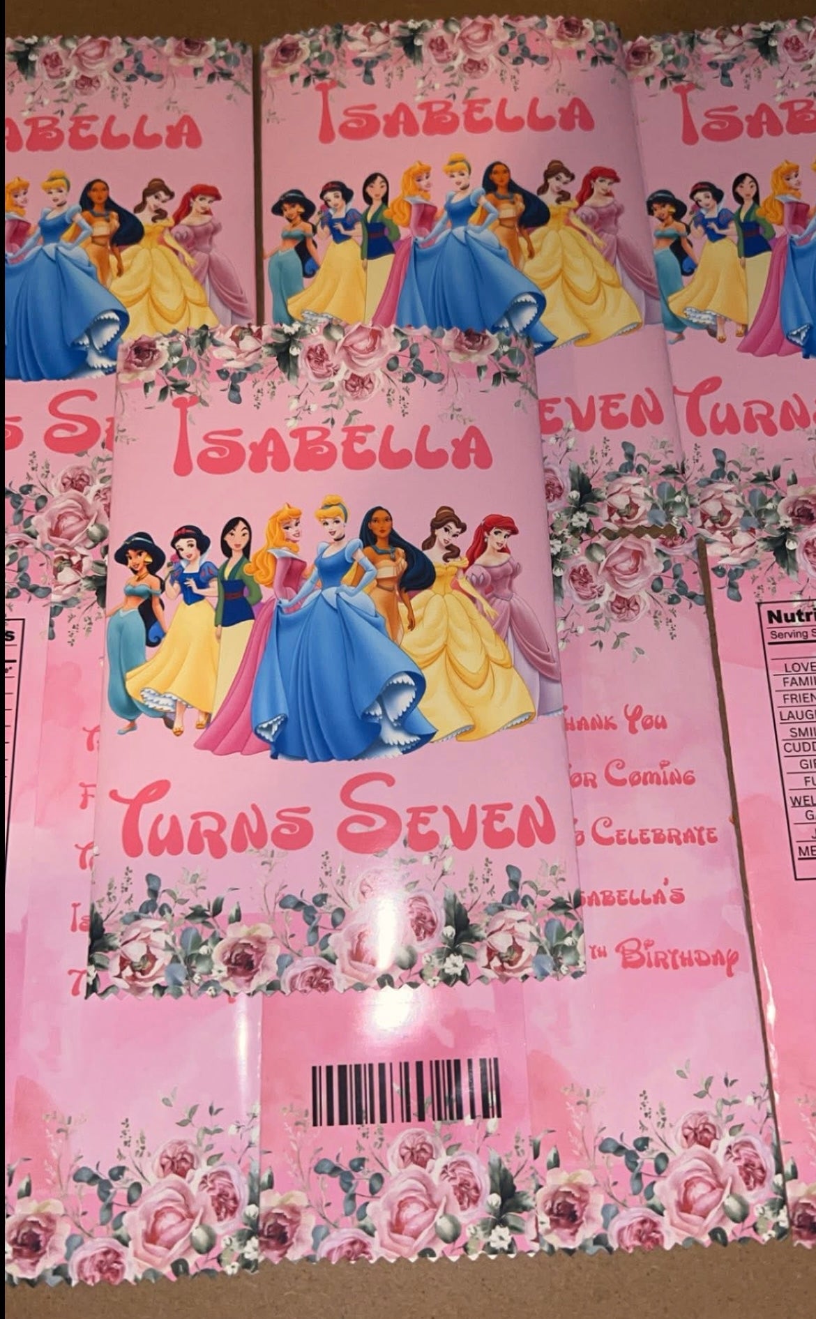 PERSONALISED DISNEY PRINCESS EMPTY CRISP PACKET PARTY FAVOURS - ANY THEME