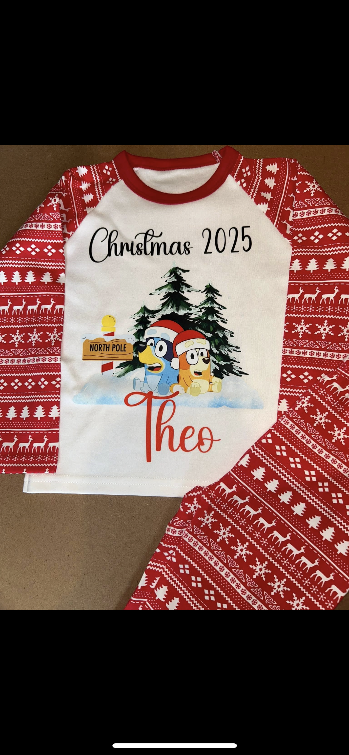 PERSONALISED CHRISTMAS KIDS PYJAMAS- CHRISTMAS BLUEY DESIGN