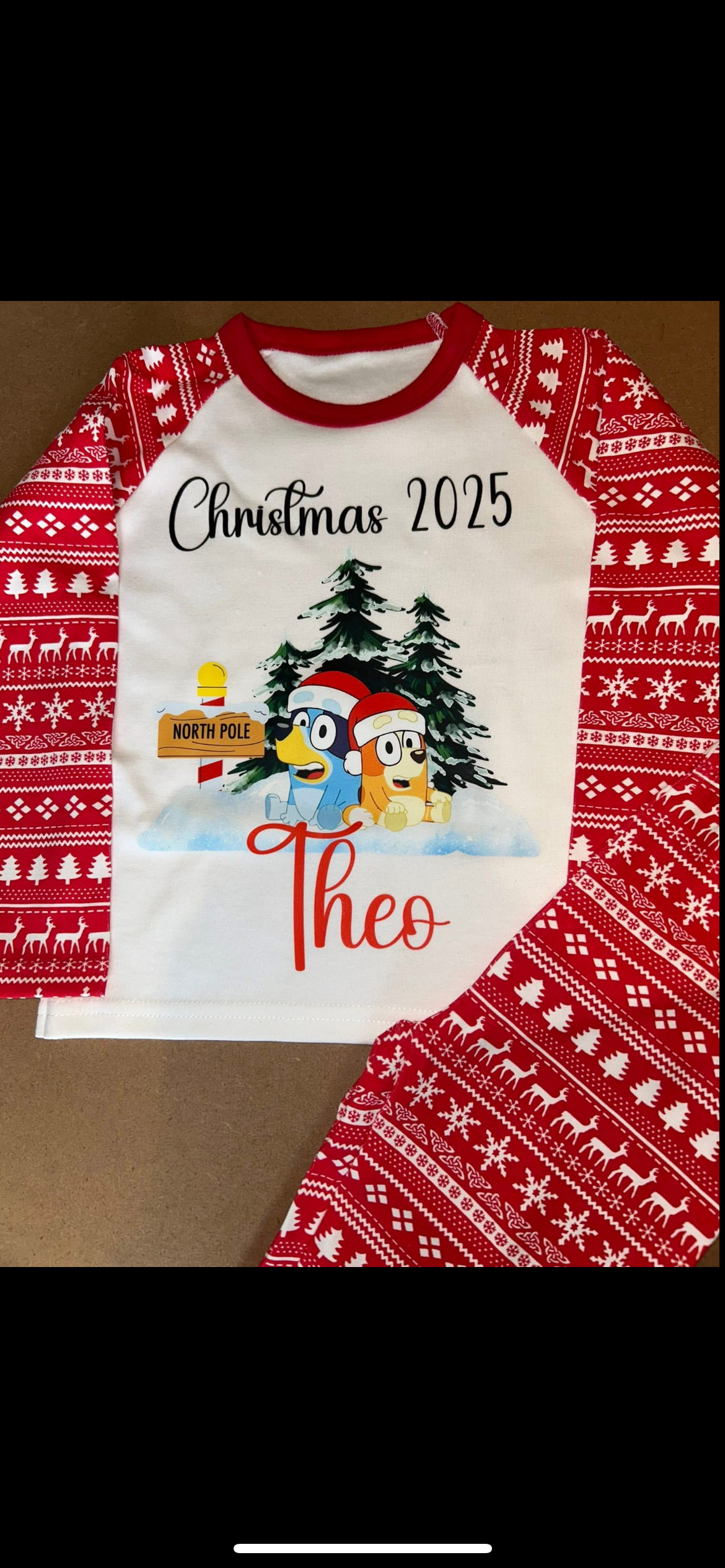 PERSONALISED CHRISTMAS KIDS PYJAMAS- CHRISTMAS BLUEY DESIGN
