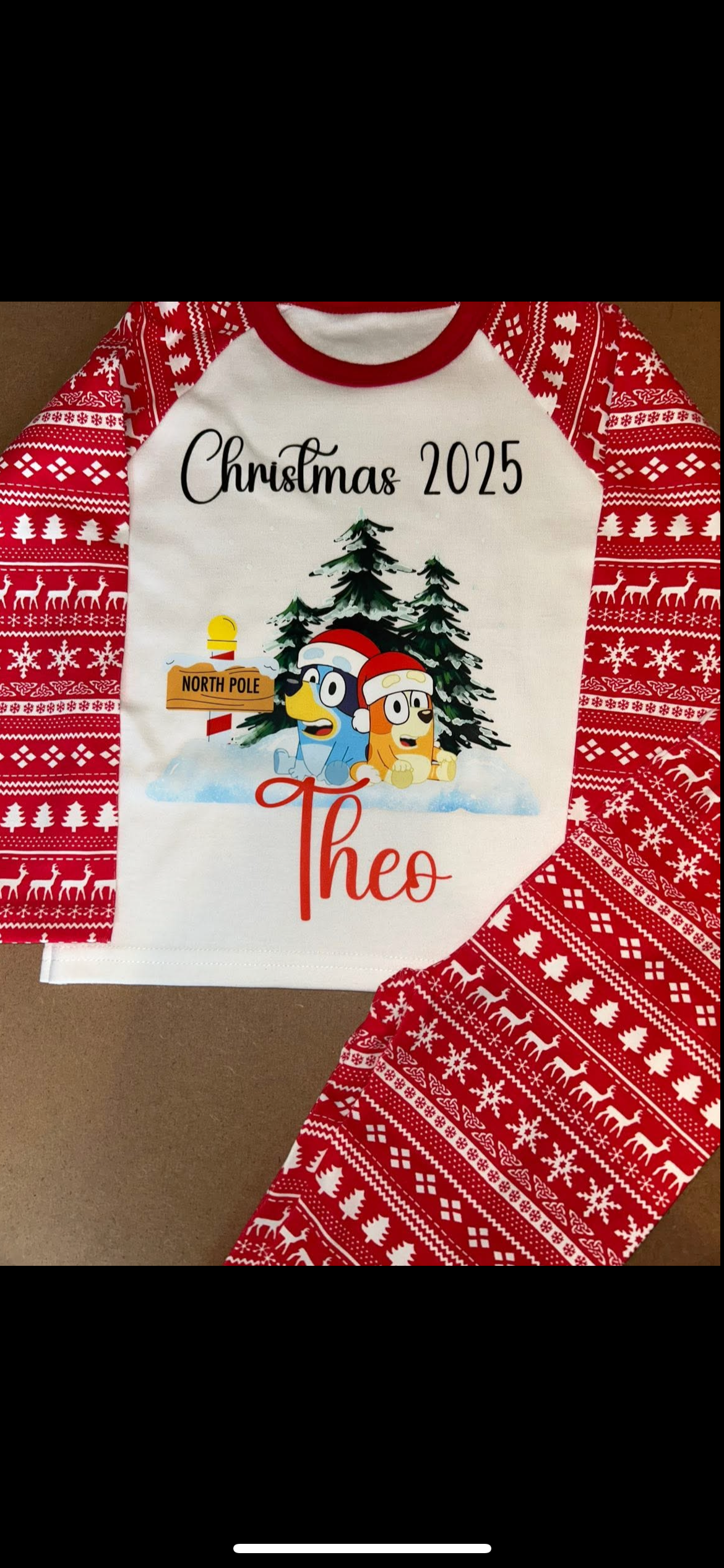 PERSONALISED CHRISTMAS KIDS PYJAMAS- CHRISTMAS BLUEY DESIGN