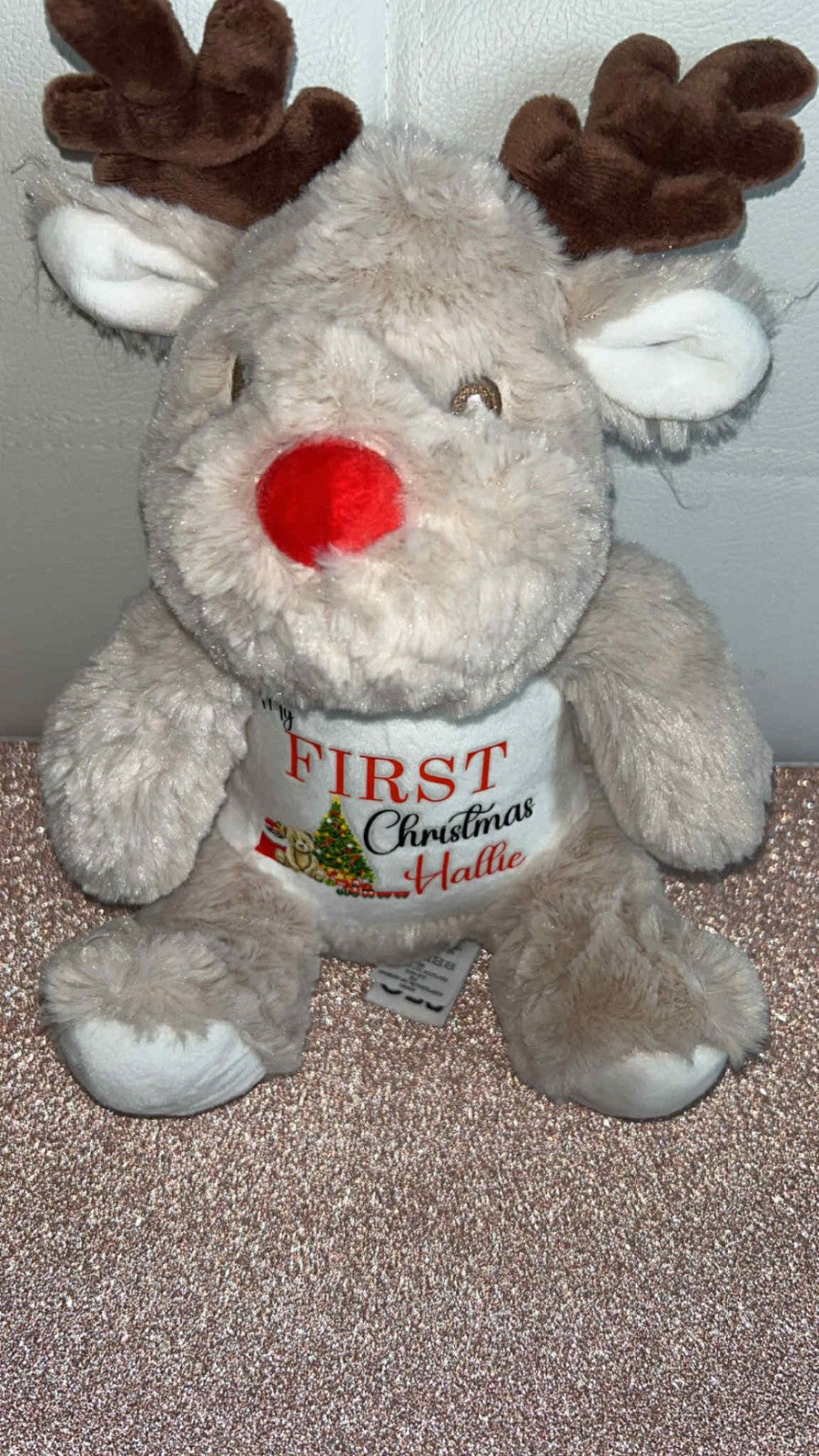 PERSONALISED CHRISTMAS REINDEER- 1ST XMAS - MERRY XMAS - BEAR DESIGN