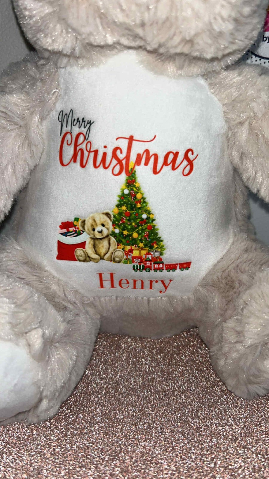 PERSONALISED CHRISTMAS REINDEER- 1ST XMAS - MERRY XMAS - BEAR DESIGN