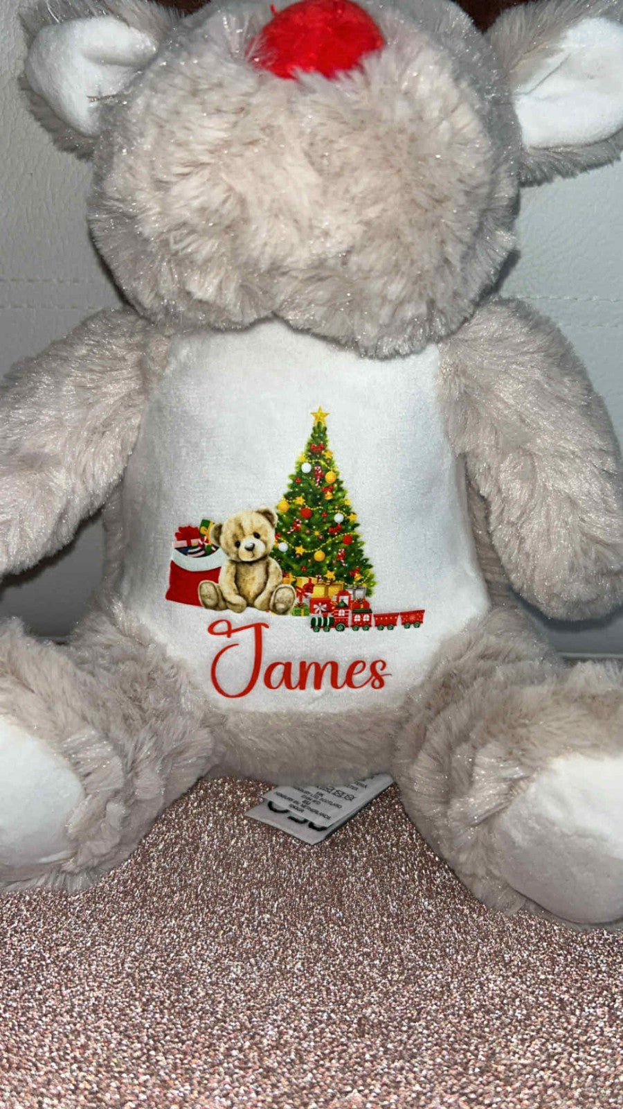PERSONALISED CHRISTMAS REINDEER- 1ST XMAS - MERRY XMAS - BEAR DESIGN